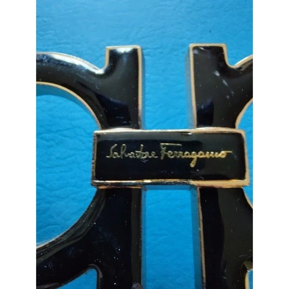 Men's Salvatore Ferragamo Black Gold Tone Big Buckle Only ! Length 5